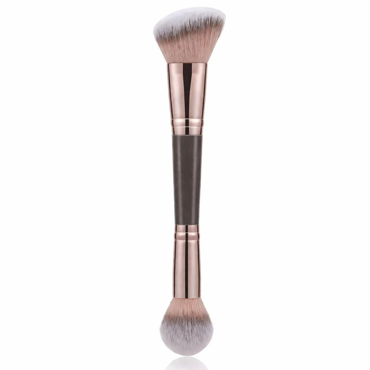 Pinceau bronzant double embout, biseauté et rond, pour estomper les produits de beauté liquides et e