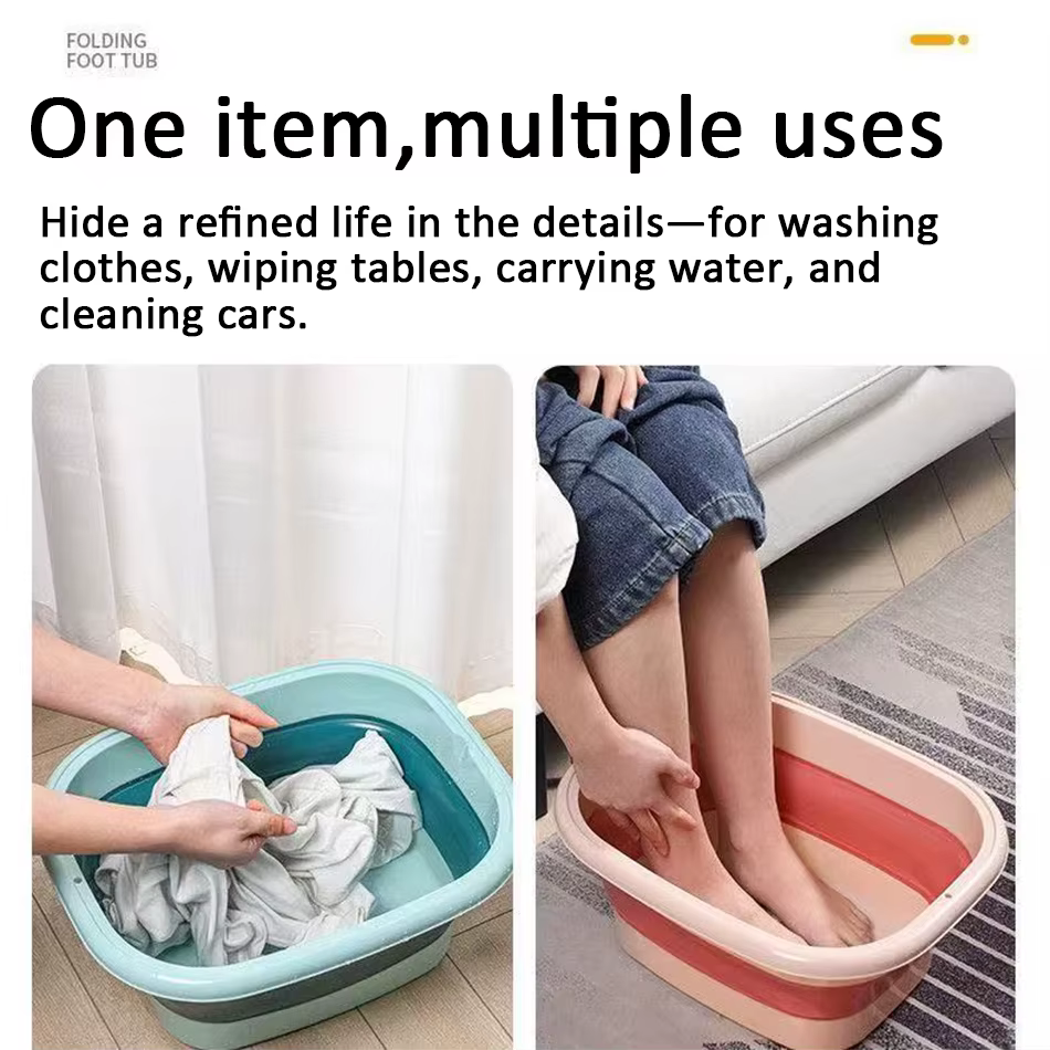 Baignoire de pieds pliable – Portable, bassin couvert avec conception ergonomique, épaississement du