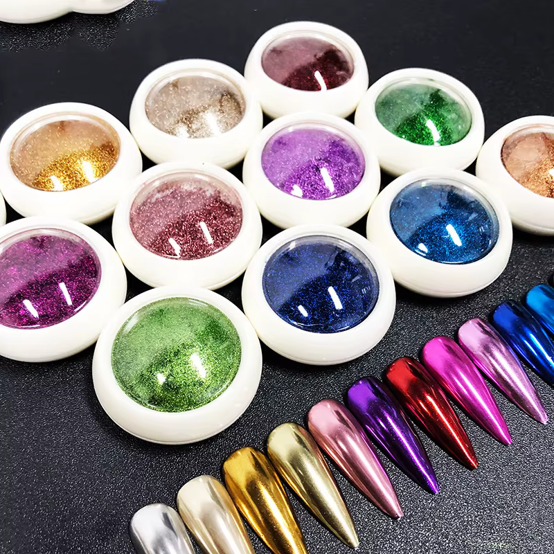 1/2 pièces argent or métal Chrome poudre à ongles effet miroir métallique ongles paillettes Pigment 