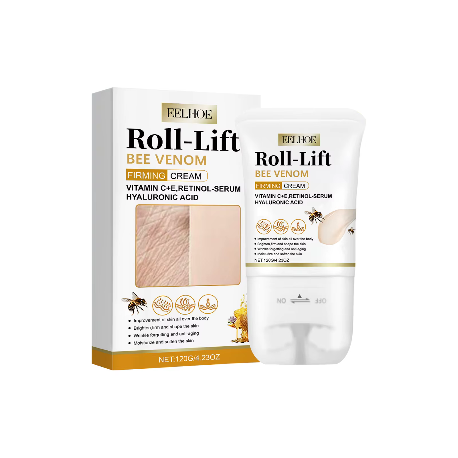 EELHOE – crème à rouleau de venin d'abeille, masseur corporel Anti-Cellulite, soins hydratants pour 
