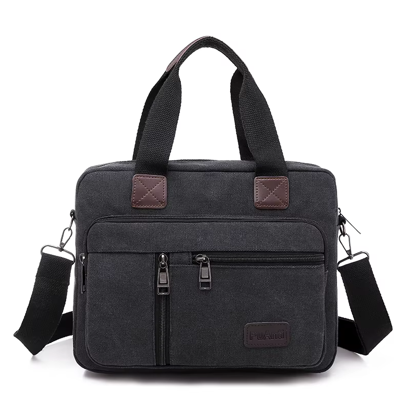 Sac à main en toile pour hommes, sac à bandoulière de grande capacité, sac à bandoulière multicouche
