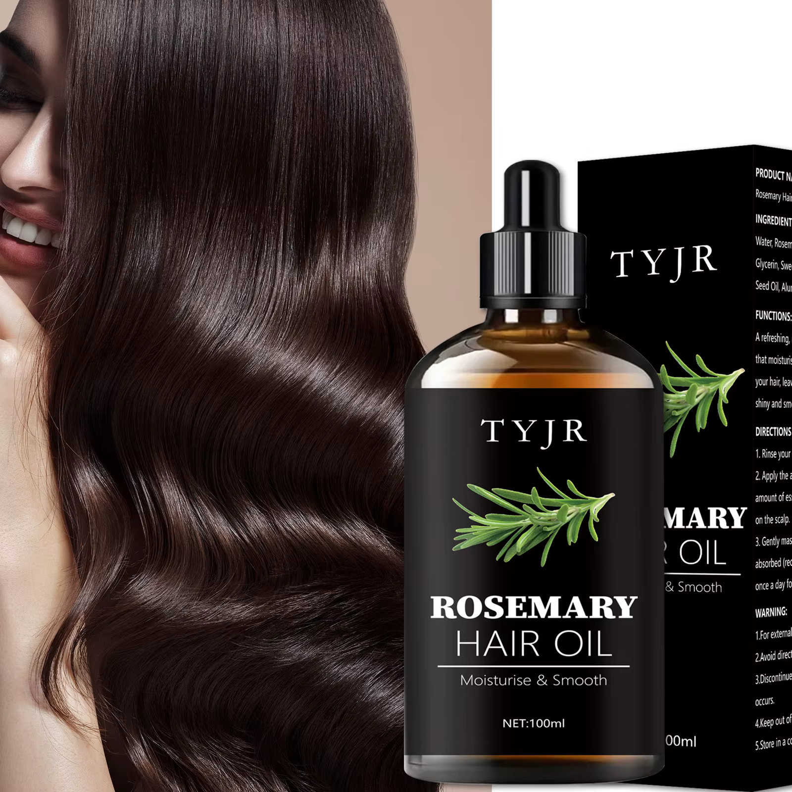 L'huile capillaire au romarin 100ML, hydrate et adoucit les cheveux, plante pure, améliore la sécher