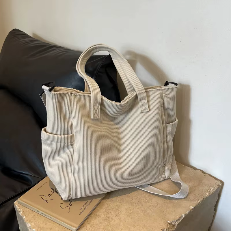 Sac à main en velours rayé à la mode, sac à bandoulière en velours côtelé de Style Simple, couleur u