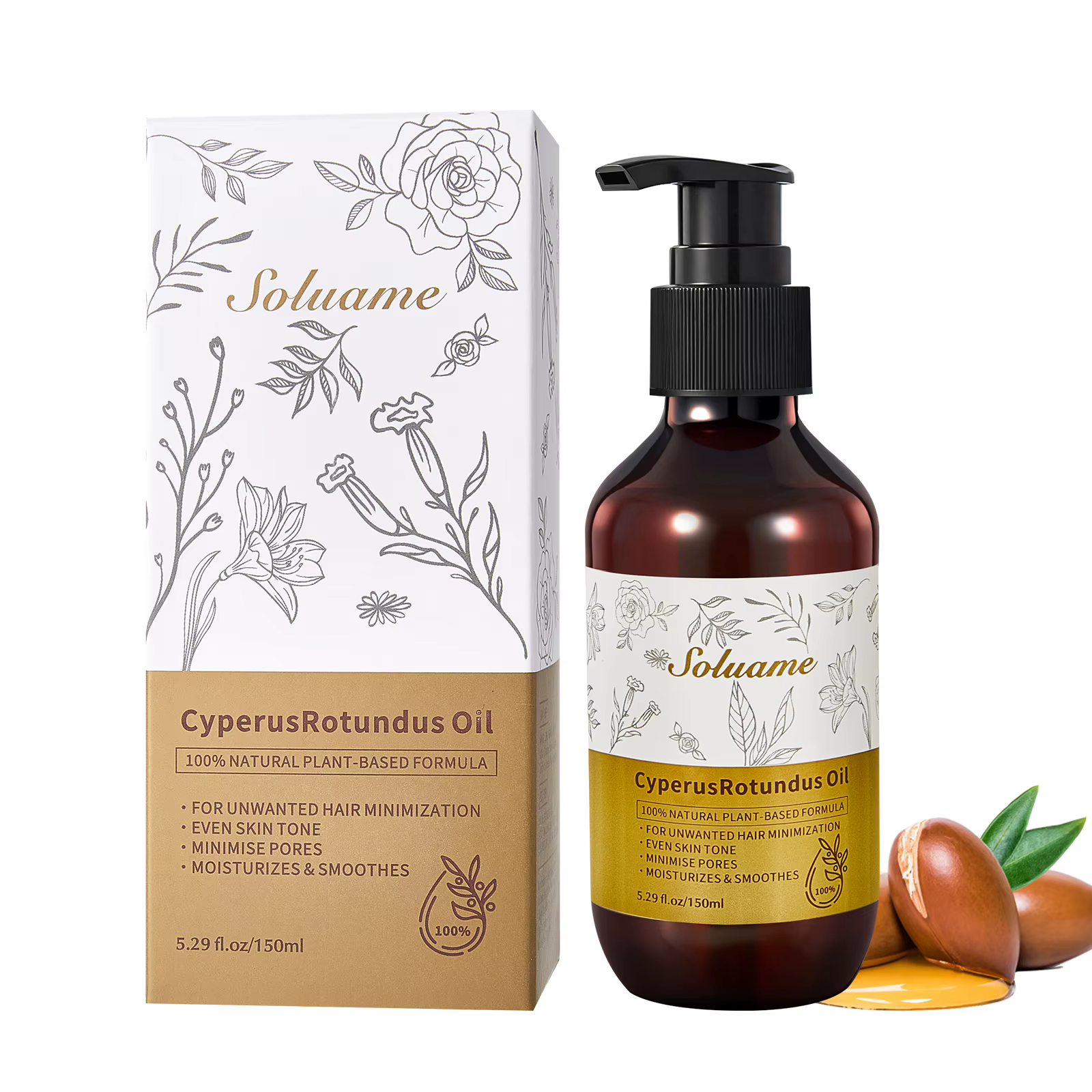 Huile de Cyperus Rotundus, Réduit la croissance des poils corporels, Douce et non irritante, Rafraîc