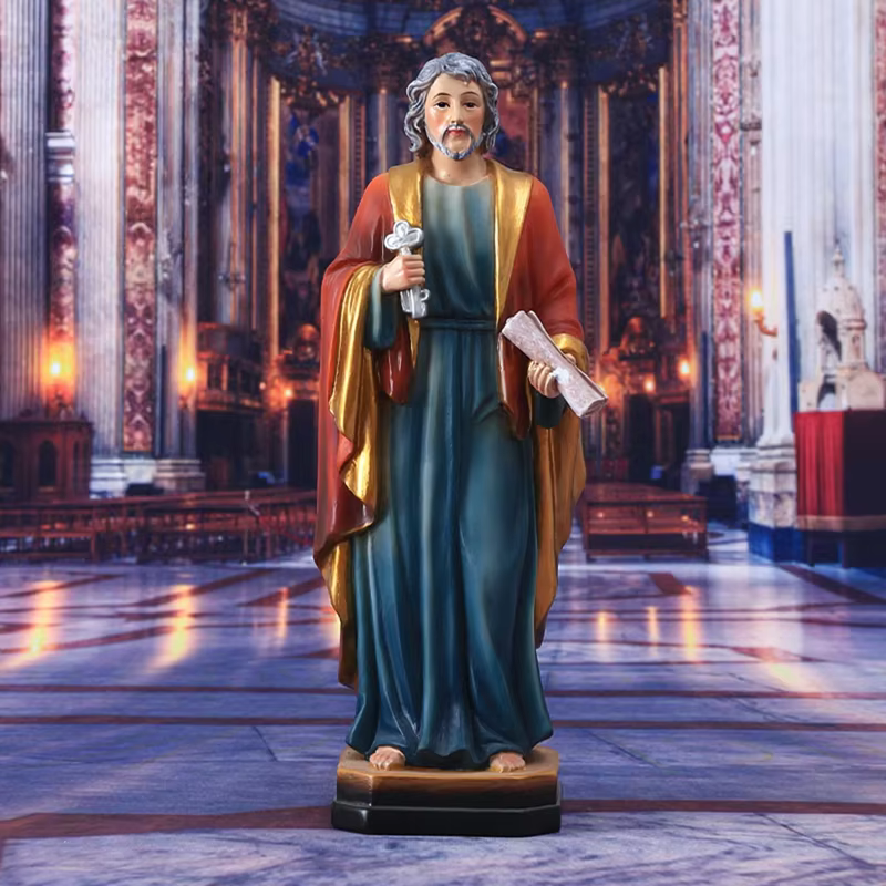 Statue en résine de Saint Pierre Apôtre de 21,5 cm avec clés du ciel, figurine religieuse catholique