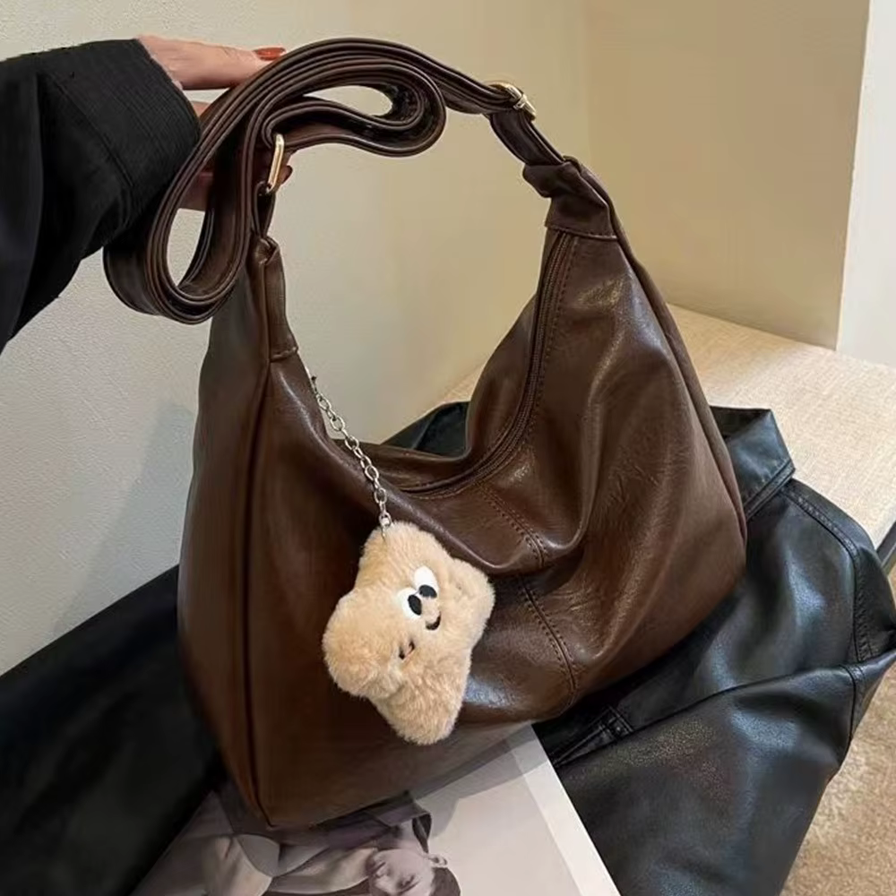 Sac à bandoulière ample en cuir PU pour femmes, sac sous les bras de grande capacité, fourre-tout ré