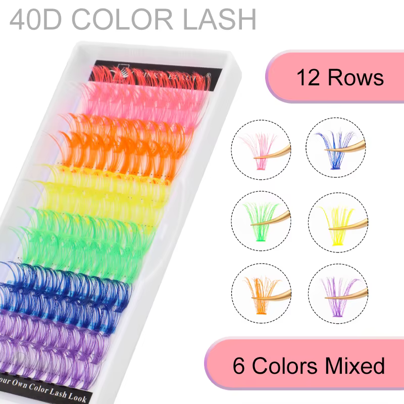 Winky beauty – cils colorés en grappe, 120 pièces, faisceau segmenté 40D, boucles D naturelles, indi