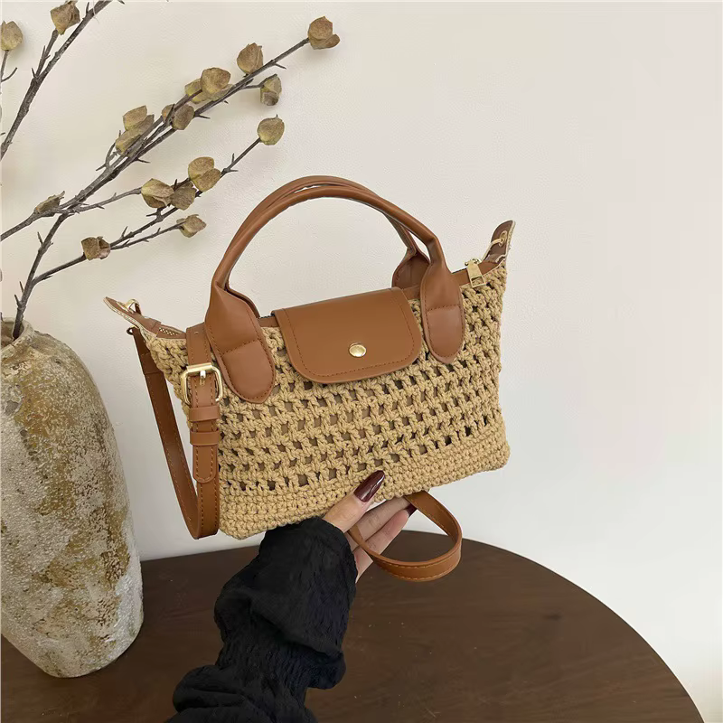 Sac à dumplings tissé à la main pour femme, nouvelle collection 2026, sac de voyage, sac en paille t