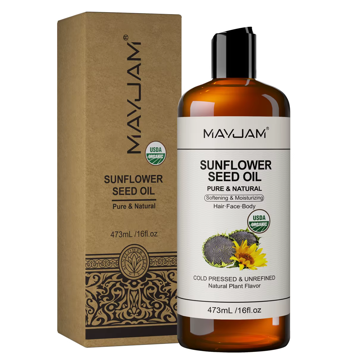 USDA – graine de tournesol biologique pour la peau et les cheveux, huile de Massage hydratante, pure