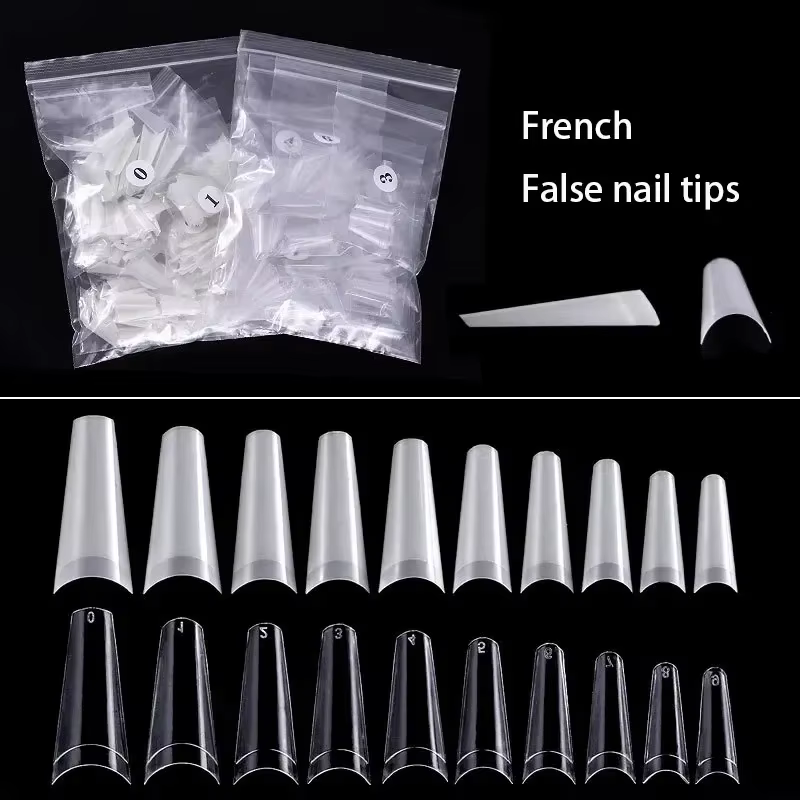 500 pièces faux ongles Art conseils français naturel Transparent cercueil faux ongles conseils acryl