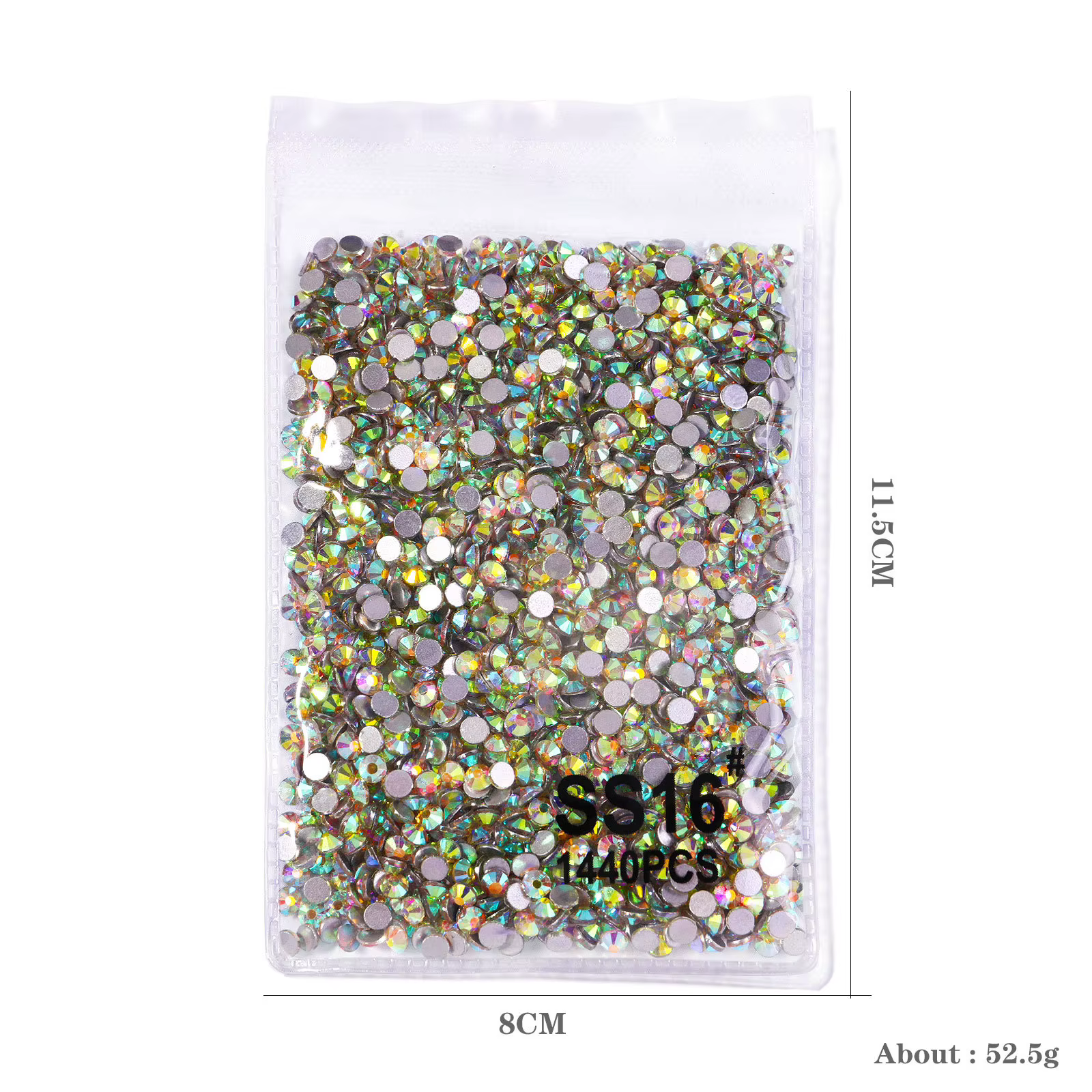 Strass pour ongles blancs clairs à fond plat, cristaux AB, décorations 3D pour Nail Art, 8 tailles, 