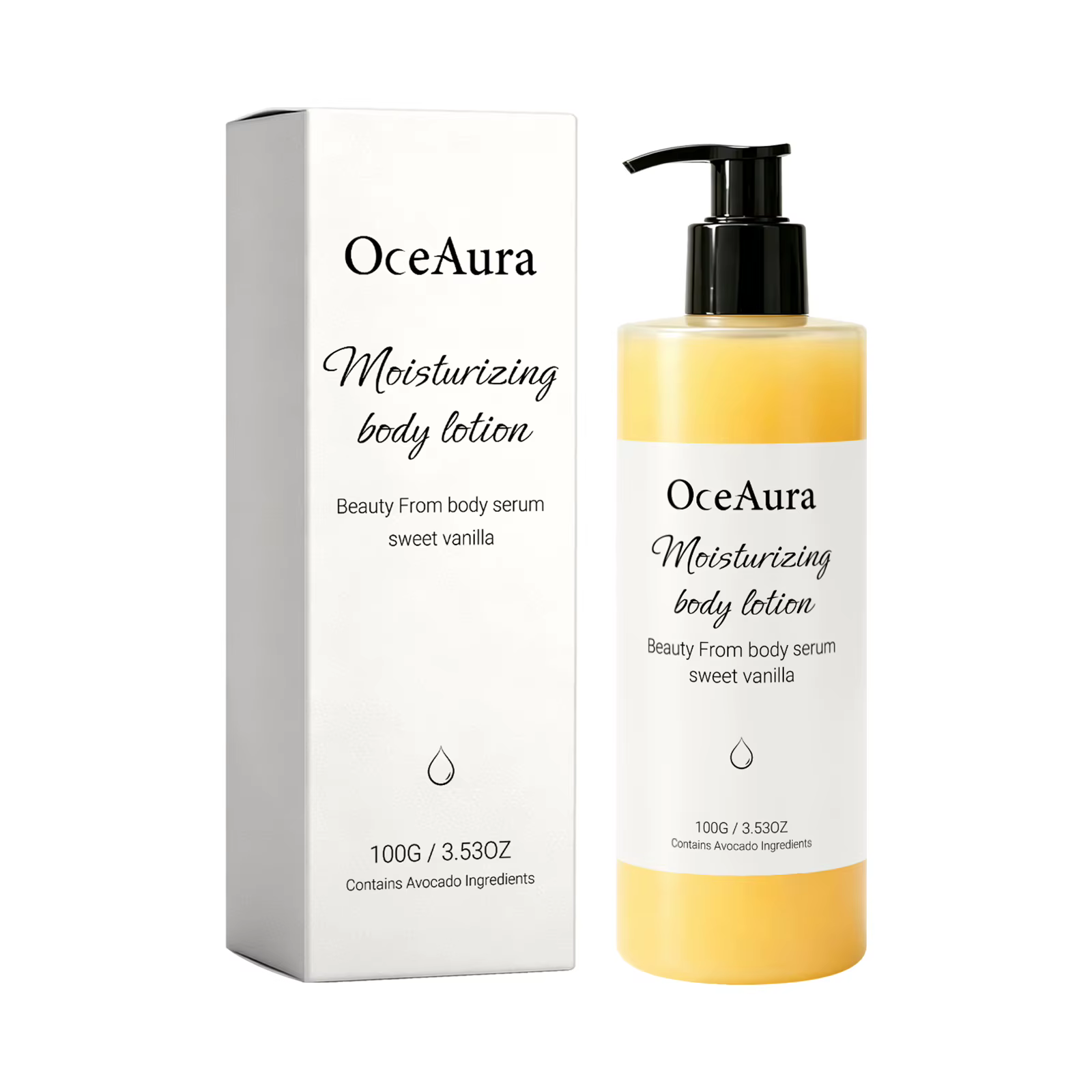 Lotion corporelle hydratante à la vanille avec extrait d'avocat, répare la peau sèche et squameuse, 