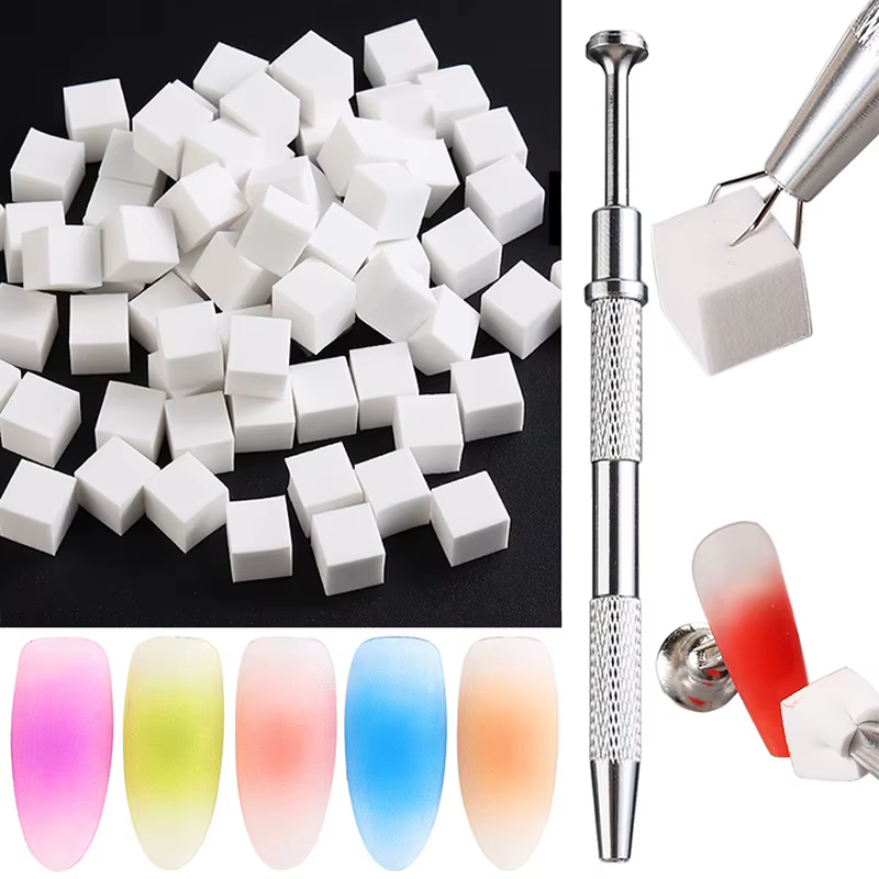 Pince à épiler en acier inoxydable pour nail art, éponge douce, décoration de manucure, stylo à pois