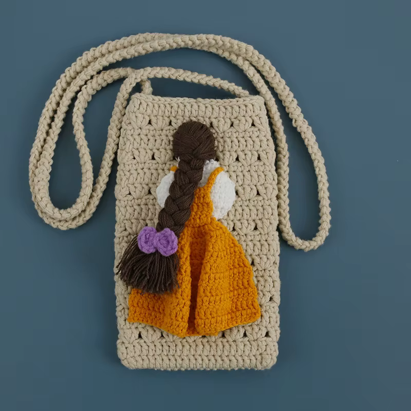 Sac de téléphone portable pour fille mignonne au Crochet, petit sac au Crochet fait à la main pour c