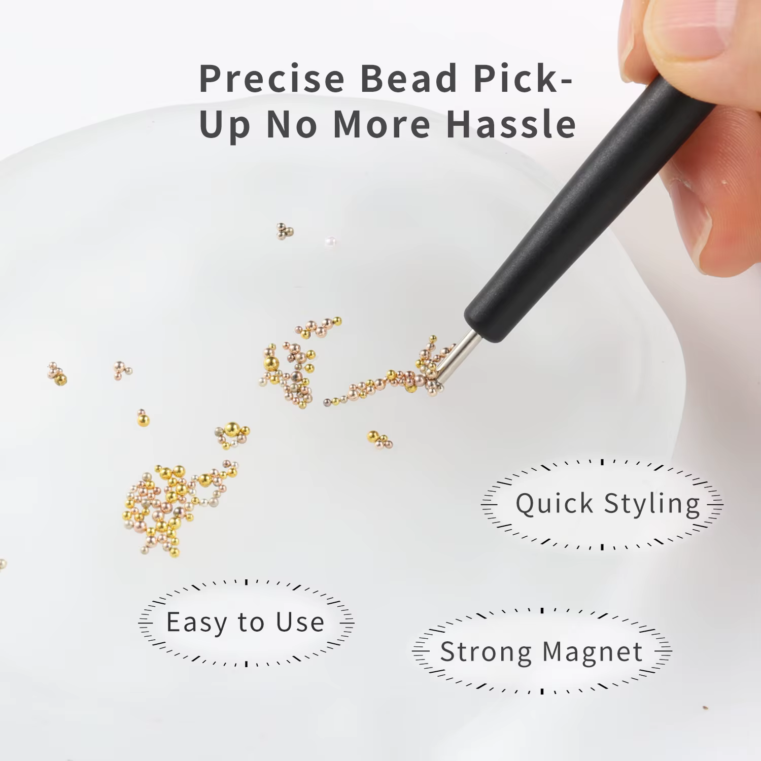 3D petites perles à ongles stylo magnétique alignement en un clic Super fort 1/2 pièces outils d'art