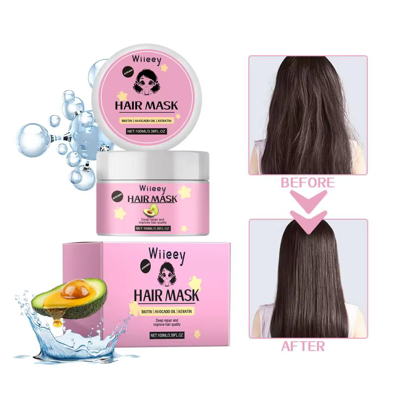 Masque Capillaire Nourrissant à l'Avocat pour Cheveux Brillants et Lisses, Hydratant, Anti-Frisottis