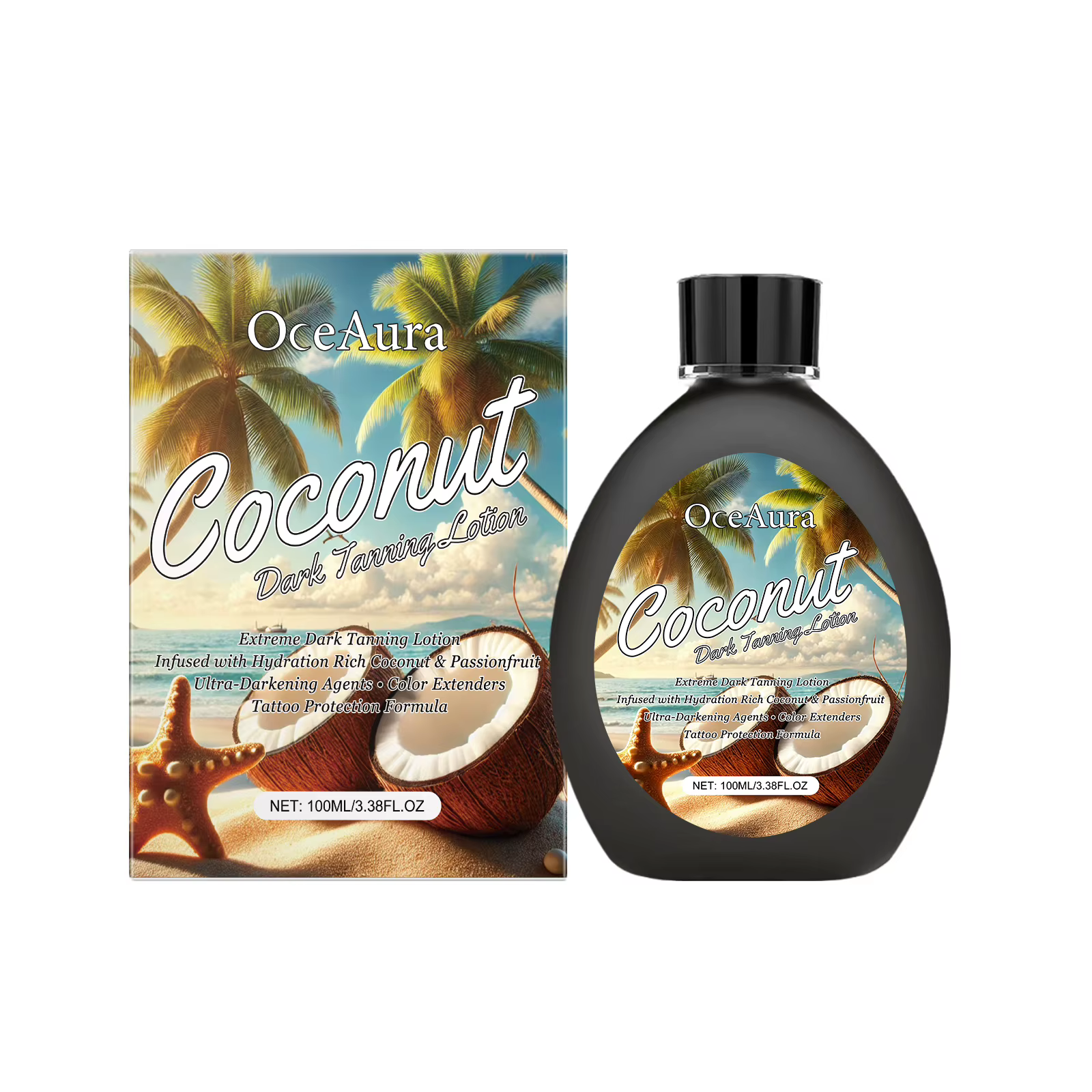 Lotion Bronzante Coco 100G Hydratante Sans Soleil pour Peau Hâlée, Nourrissante et Restauratrice de 