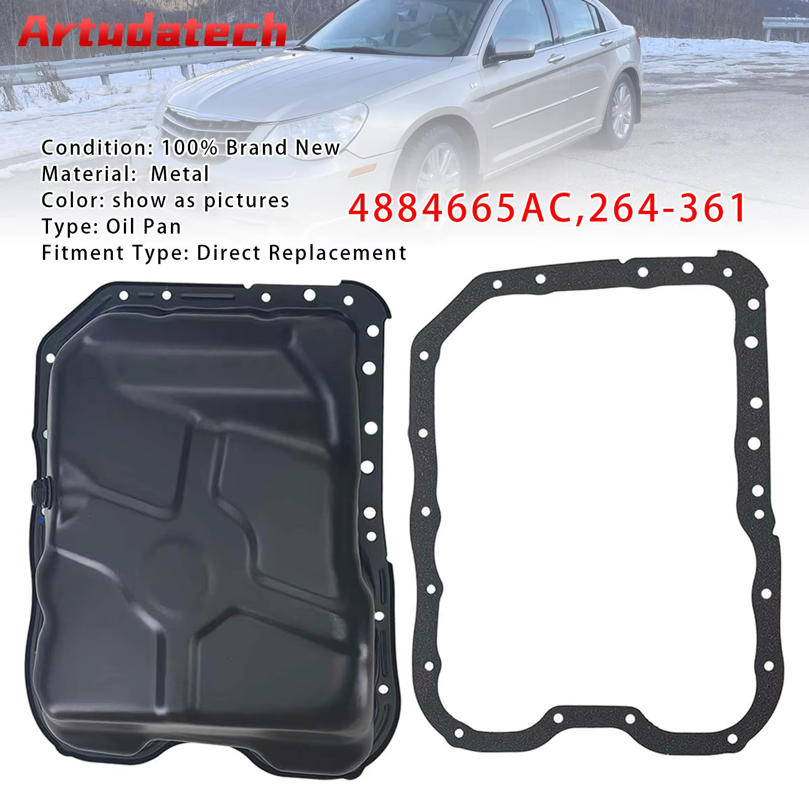 Artudatech 4884665AC Bac à huile moteur 264-361 pour Dodge Avenger Caliber Journey L4 2.4L 2.0L