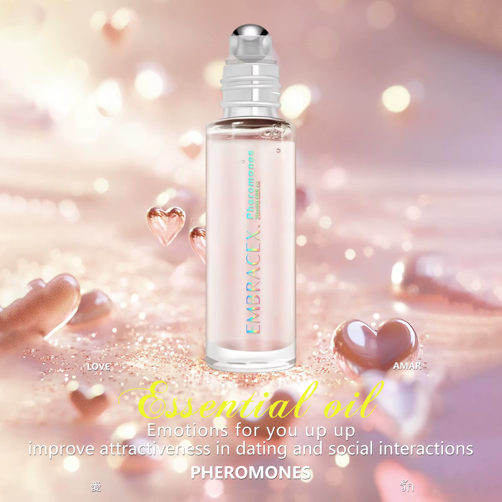 Huiles essentielles aux phéromones 20 ml, huile aux phéromones pour femmes, roll-on, parfum longue d