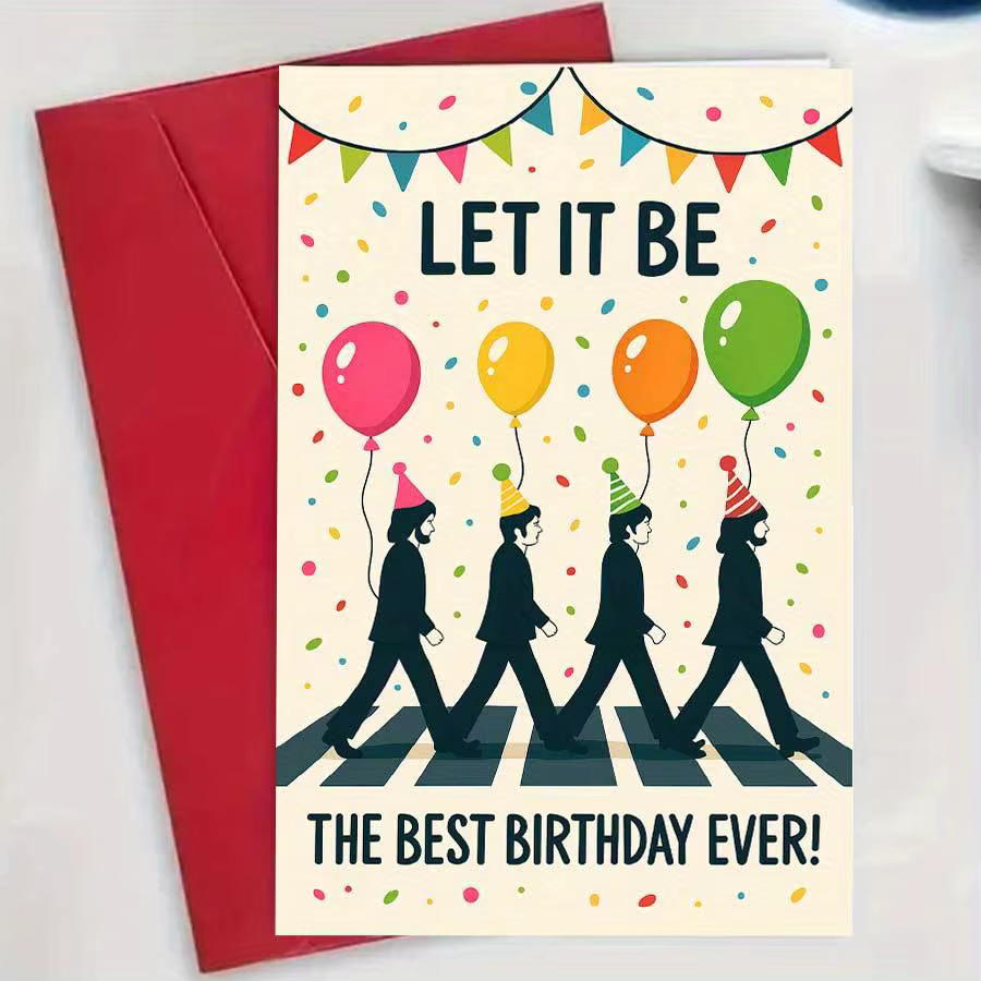 1 carte d'anniversaire « Make it » avec ballons colorés et chapeau de fête, parfaite pour les cadeau