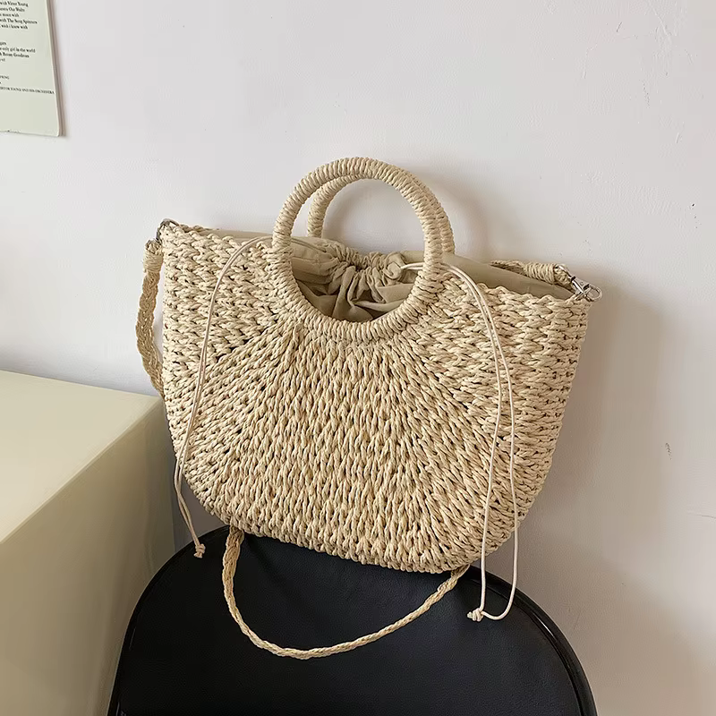 Sacs à main tissés en paille pour femmes, sac de plage de bord de mer de voyage fait à la main, sac 