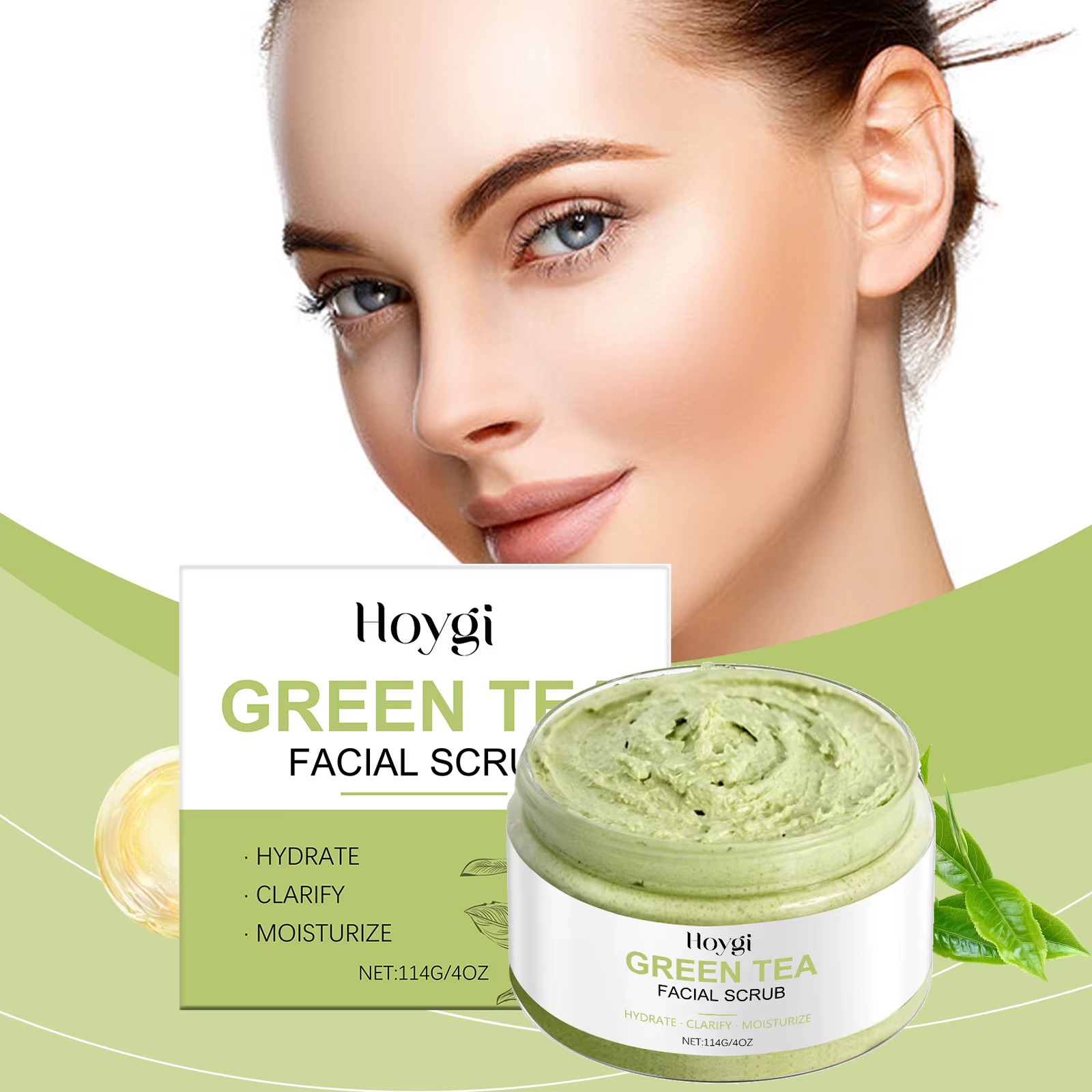 Exfoliant vert élimination thé gommage du visage nettoyage en profondeur des pores hydratant points 
