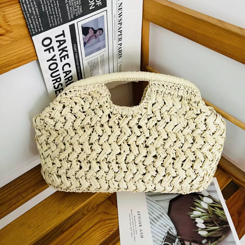Sac à bandoulière pour femme, sac à main en papier tissé fait main avec fermeture, artisanal, premiu