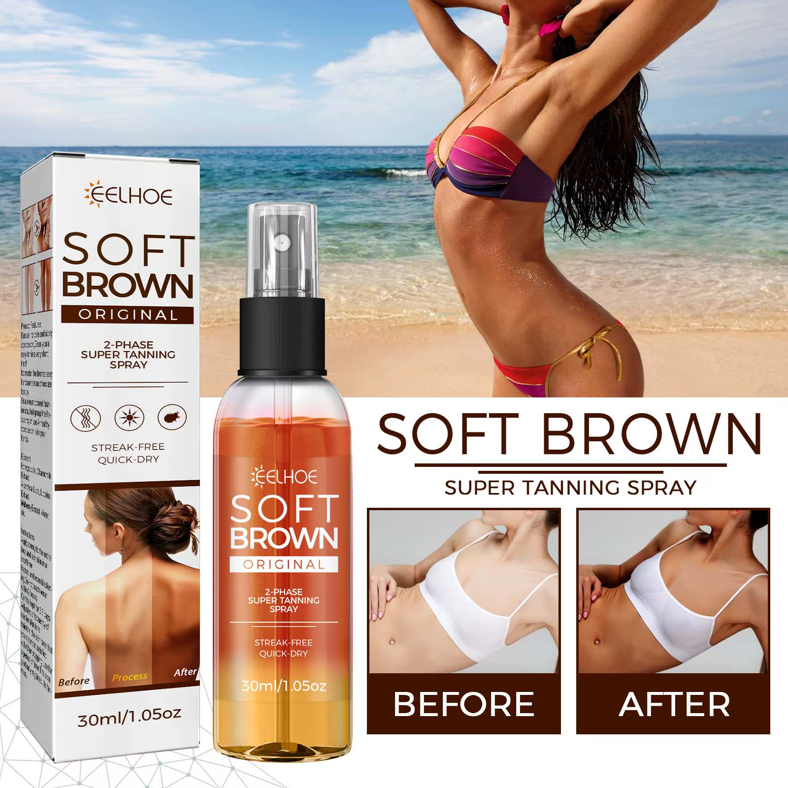 Spray autobronzant, bronzant naturel doux et Antique, ton de peau de blé, accélérateur de bronzage, 