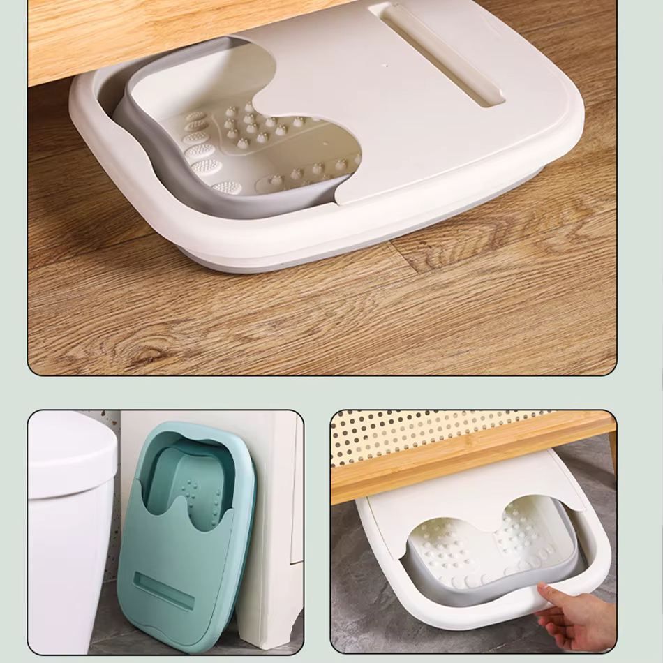 Baignoire de pieds pliable – Portable, bassin couvert avec conception ergonomique, épaississement du