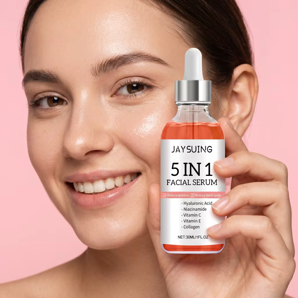 Sérum facial hydratant et illuminateur JAYSUING 5 en 1, essence pour le visage à l'acide hyaluroniqu