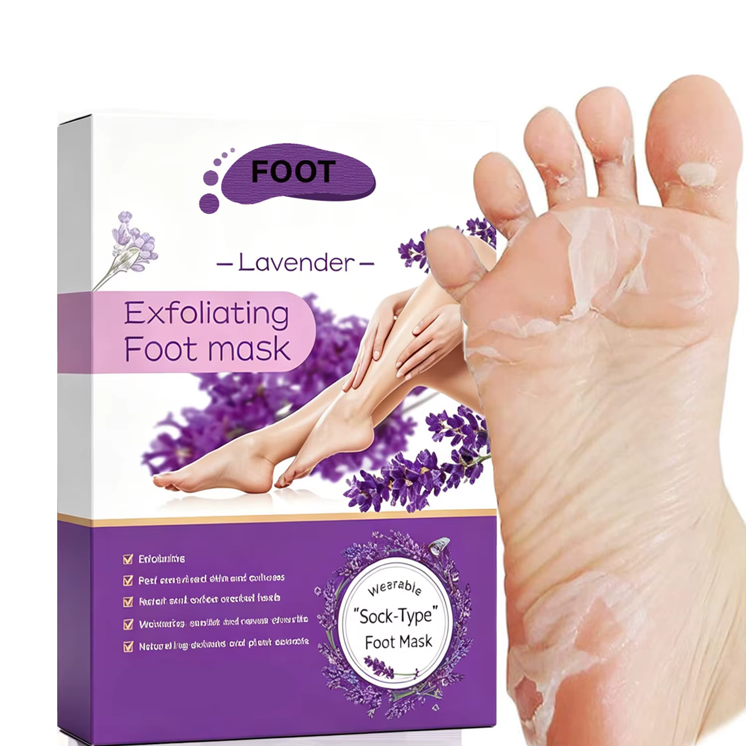 Chaussettes exfoliantes pour les pieds, masque pour éliminer les callosités et peaux mortes, soin de