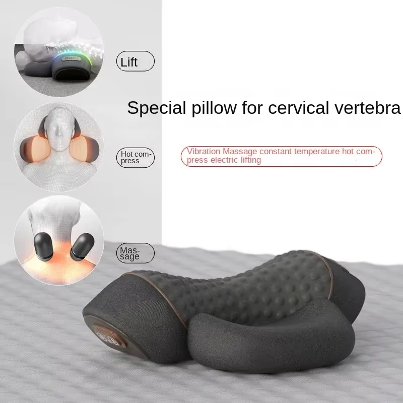 Masseur électrique de cou, oreiller Cervical, compresse chaude, extensible, chauffage, Vibration, or