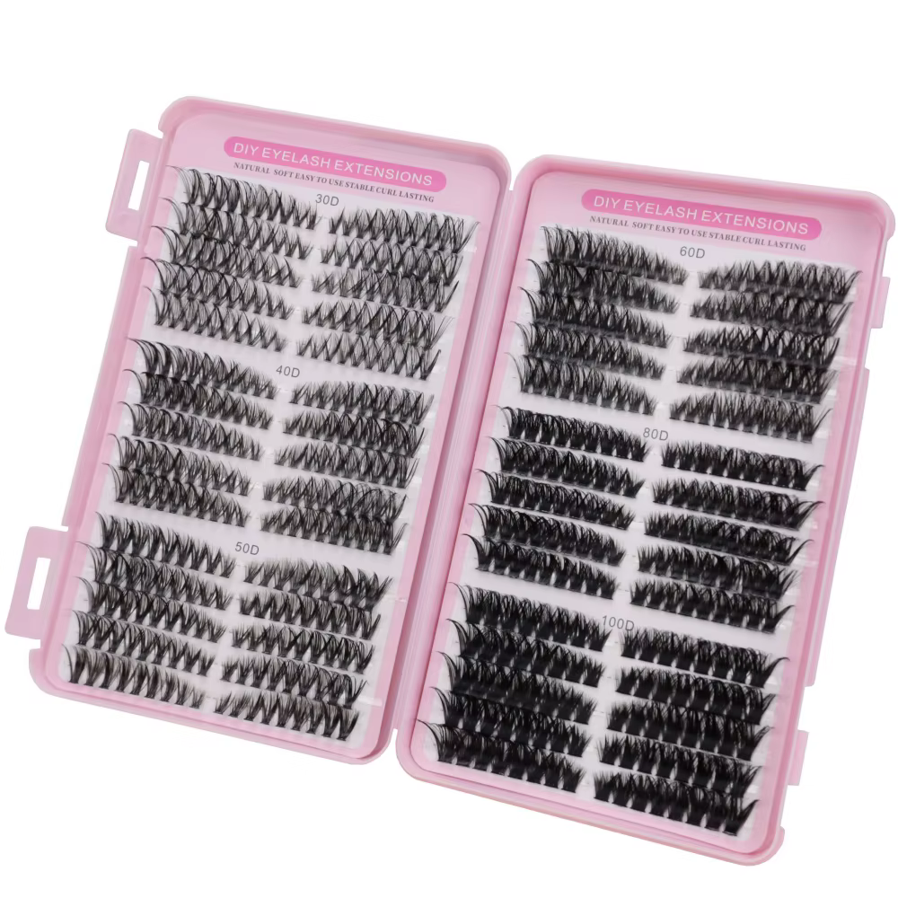 Une boîte de grappes de cils, 30 rangées d'extensions de faux cils, 30 + 40 + 50 + 60 + 80 + 100D ci