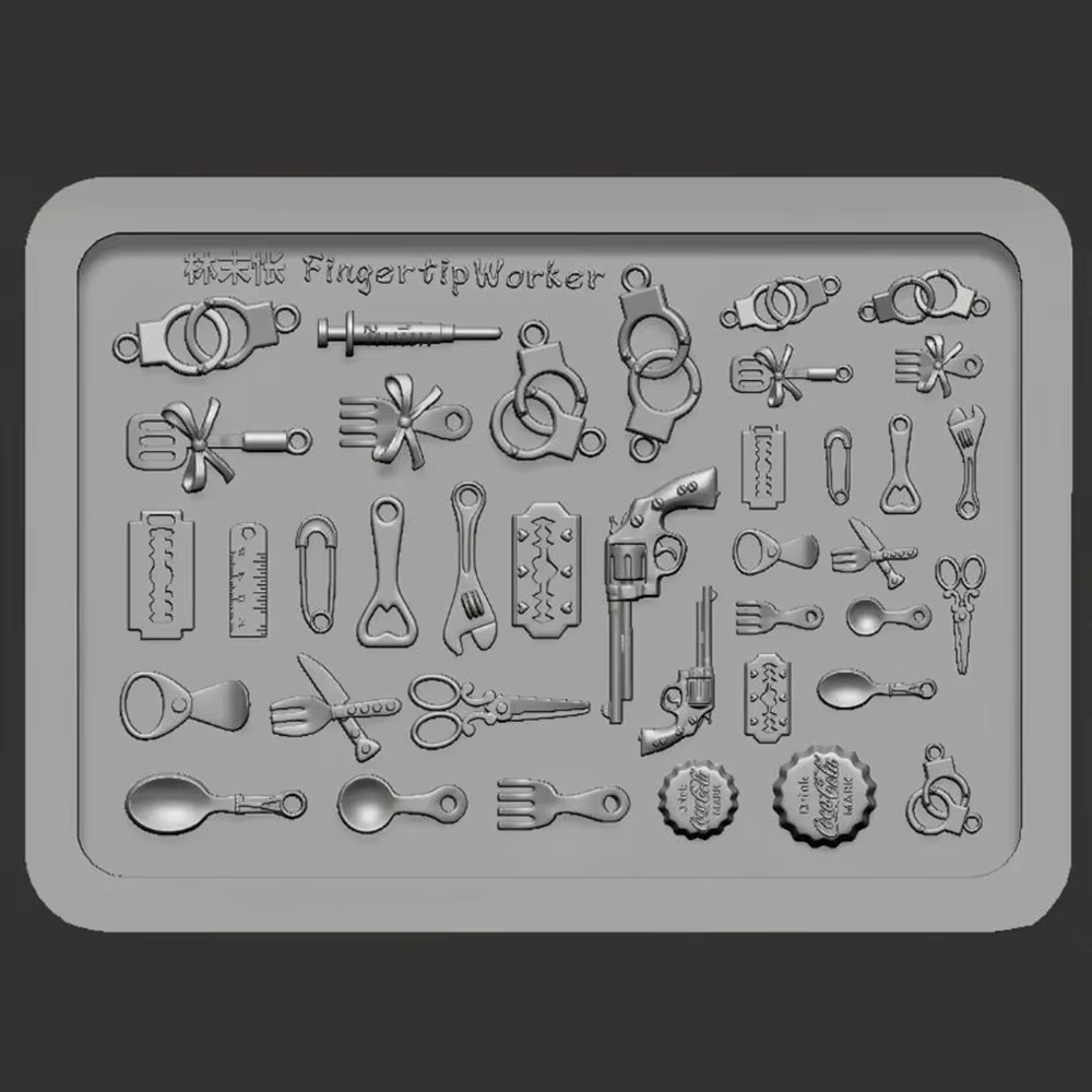 Moule à ongles 3D en Silicone, vaisselle, menottes, jouets amusants, breloques de manucure en résine