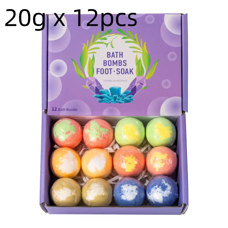 Ensemble de bombe de bain, 12 pièces, 20g/60g, sel de mer, huiles essentielles, amoucissante, kérati