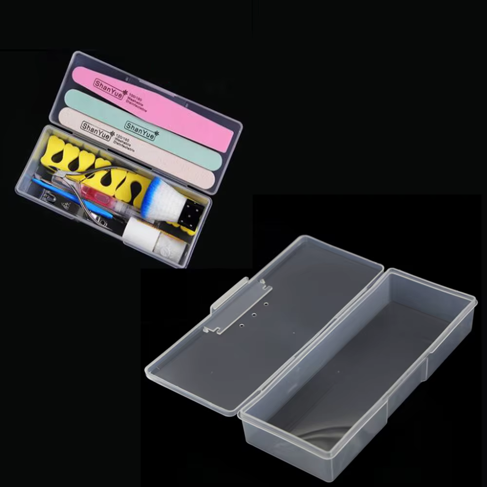 Boîte de rangement rectangulaire en plastique Transparent pour Nail Art, 1 pièce, boîte de rangement