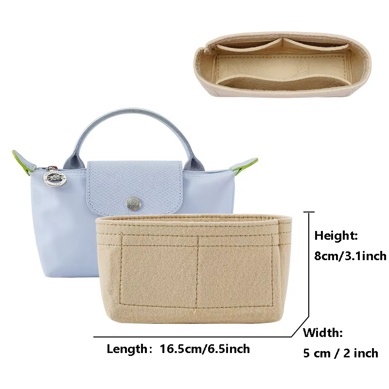 Organisateur de sac pour Longchamp, Mini sac de rangement, sac de doublure, sac à main en feutre, sa