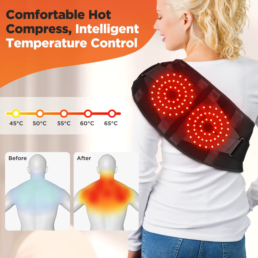 Ceinture de massage par vibrations chauffantes, lumière rouge, compresse chaude, attelle de soutien