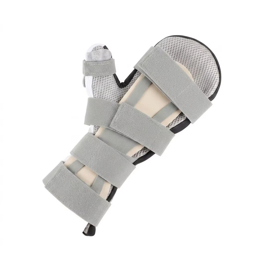 Attelle orthopédique à cinq doigts amovible avec sangle de soutien du poignet pour la rééducation et