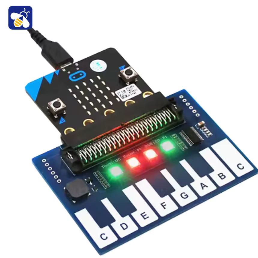 Carte d'extension Micro:bit, Mini carte d'extension de musique pour Piano, lumières colorées Cool/bu