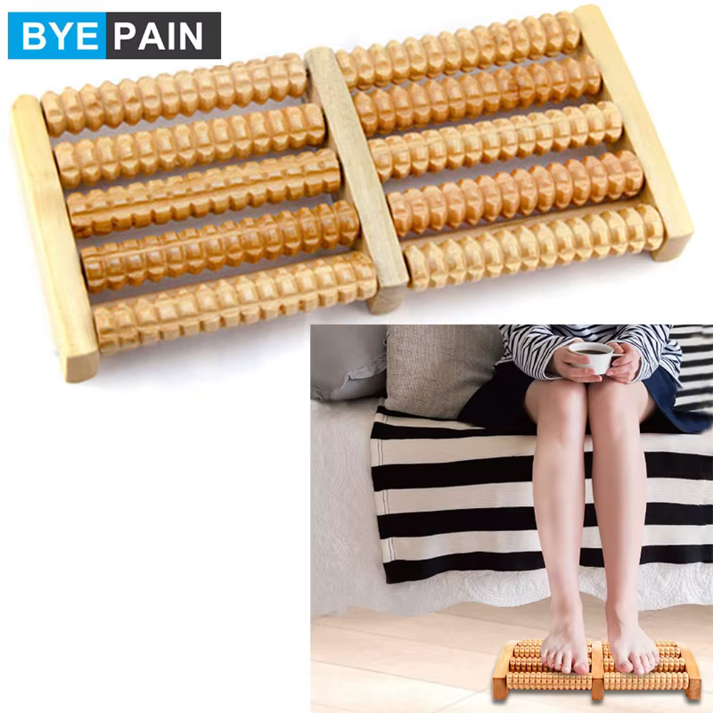 BYEPAIN rouleau de Massage des pieds en bois réflexologie pour le Stress Fitness soins de santé mass