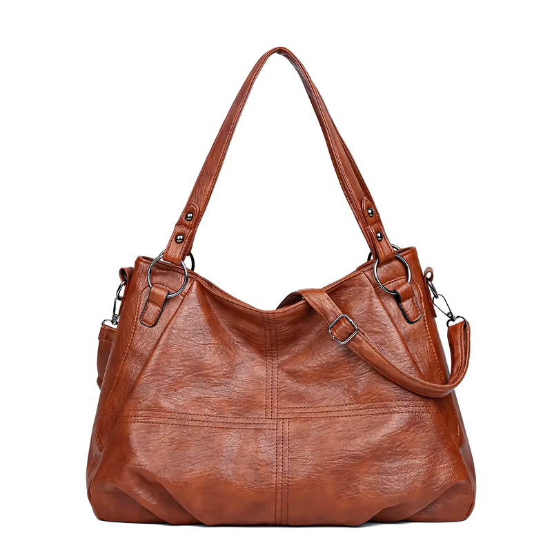 Sac à Main Simple en Cuir Souple de Grande Capacité pour Femme, Fourre-Tout de Luxe Célèbre de Styli