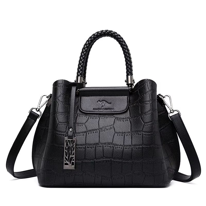 Sacs à Main en cuir véritable pour femmes, sacs à bandoulière tricotés à la main, fourre-tout de sty