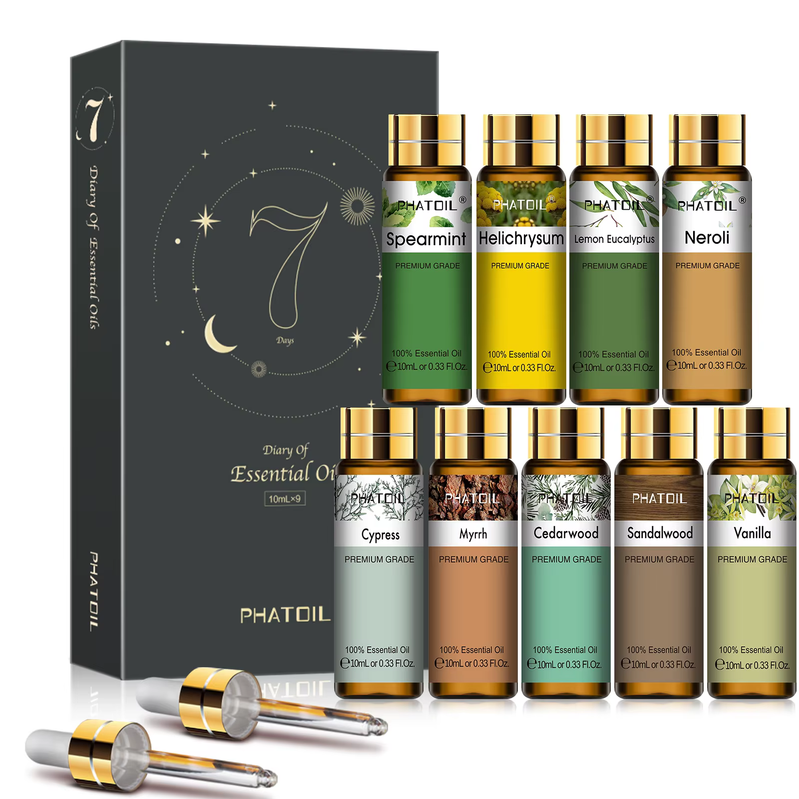 Phatoil-Coffret cadeau naturel pur, kit château essentiel, vanille, bois de santal, néroli, hélichry