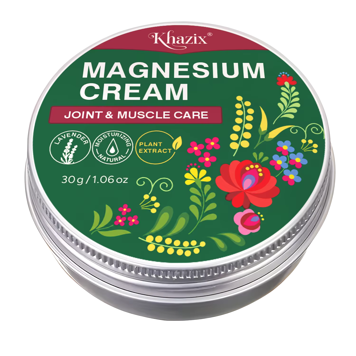 Crème au magnésium 30g, crème hydratante pour le corps non grasse avec beurre de karité, camomille e