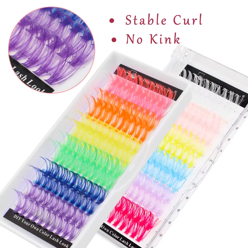 Winky beauty – cils colorés en grappe, 120 pièces, faisceau segmenté 40D, boucles D naturelles, indi