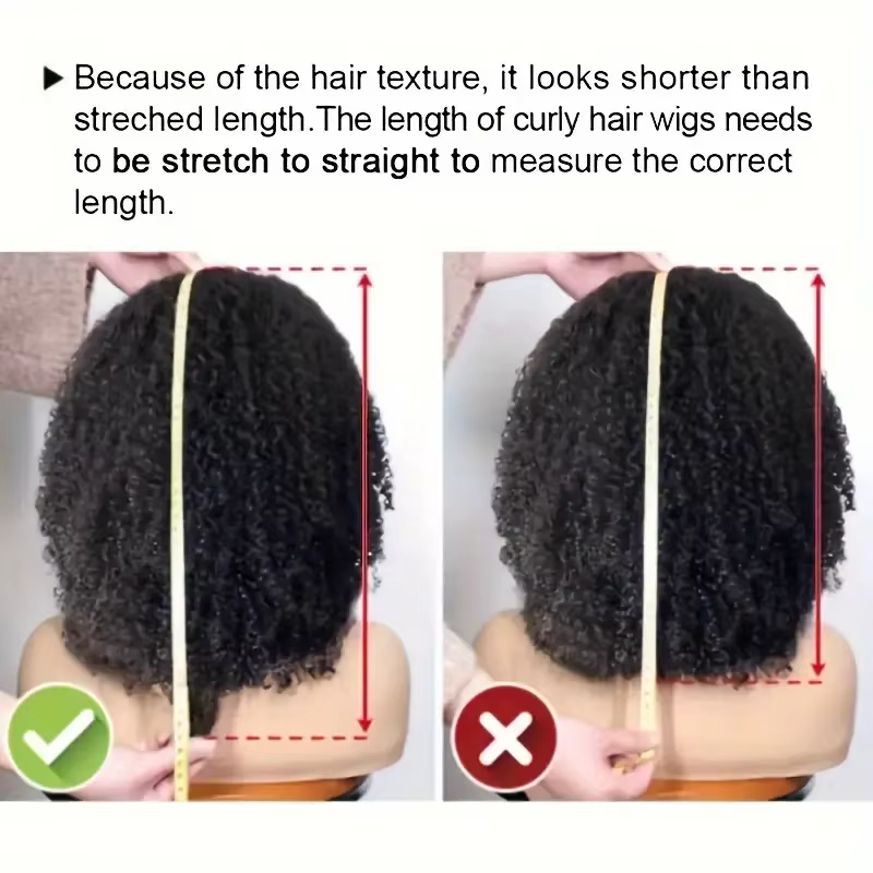 Perruque Brésilienne Remy 180% Naturelle Crépue Bouclée avec Frange, Cheveux Courts Faits à la Machi