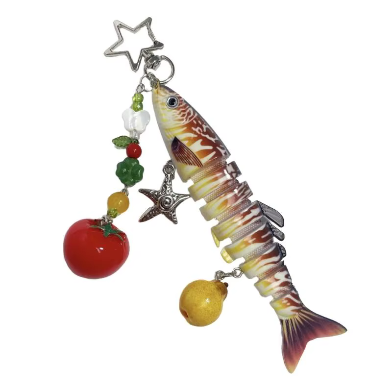 Porte-clés en poisson artificiel 39BB, fabriqué à main, cadeau Unique pour les pêcheurs les enfants
