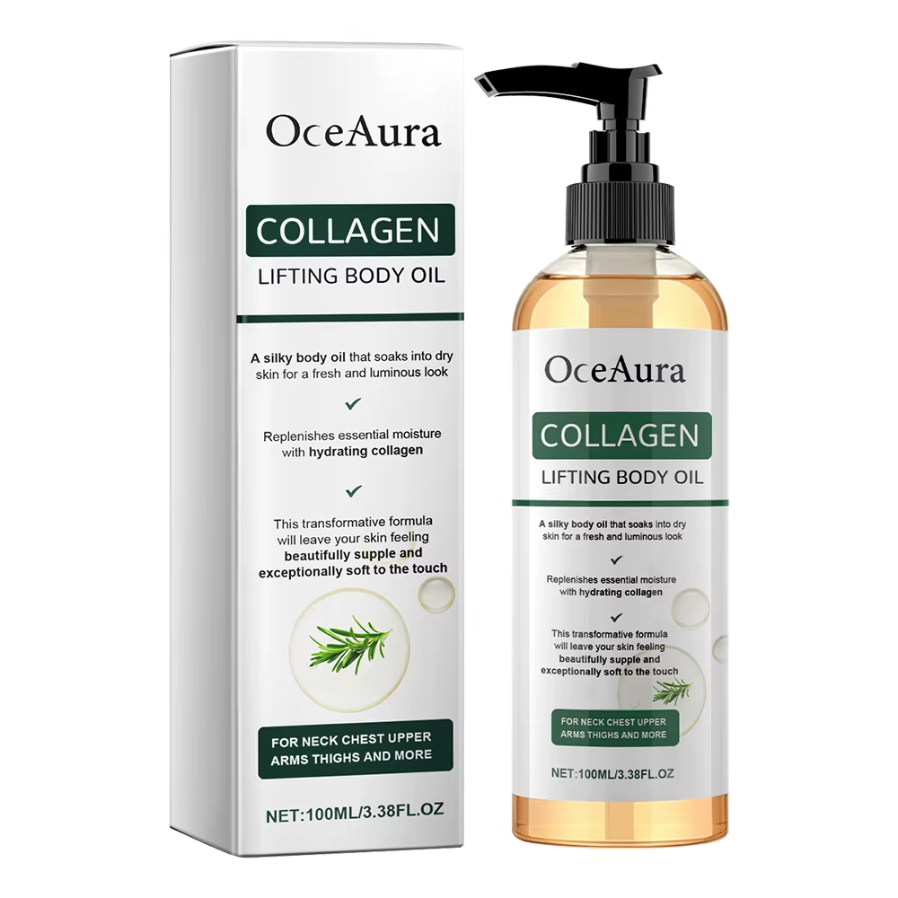 OceAura Huile Corporelle Raffermissante au Collagène – Améliore l'Élasticité de la Peau, Hydratation