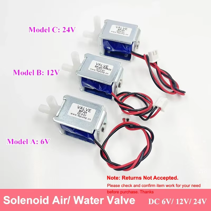 Micro-électrovanne électrique, vanne d'air et d'eau, DC 6V, 12V, 24V, contrôle normalement fermé N/C